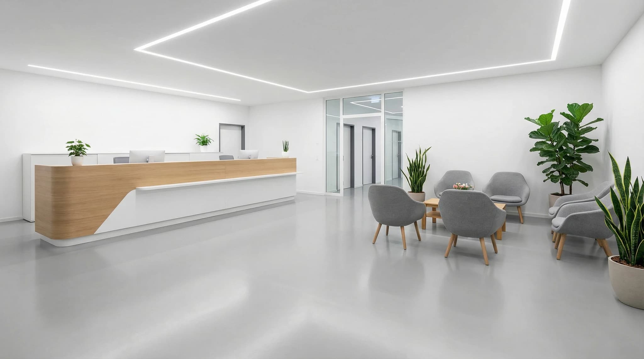 Fertiger Epoxidharzboden in moderner Arztpraxis