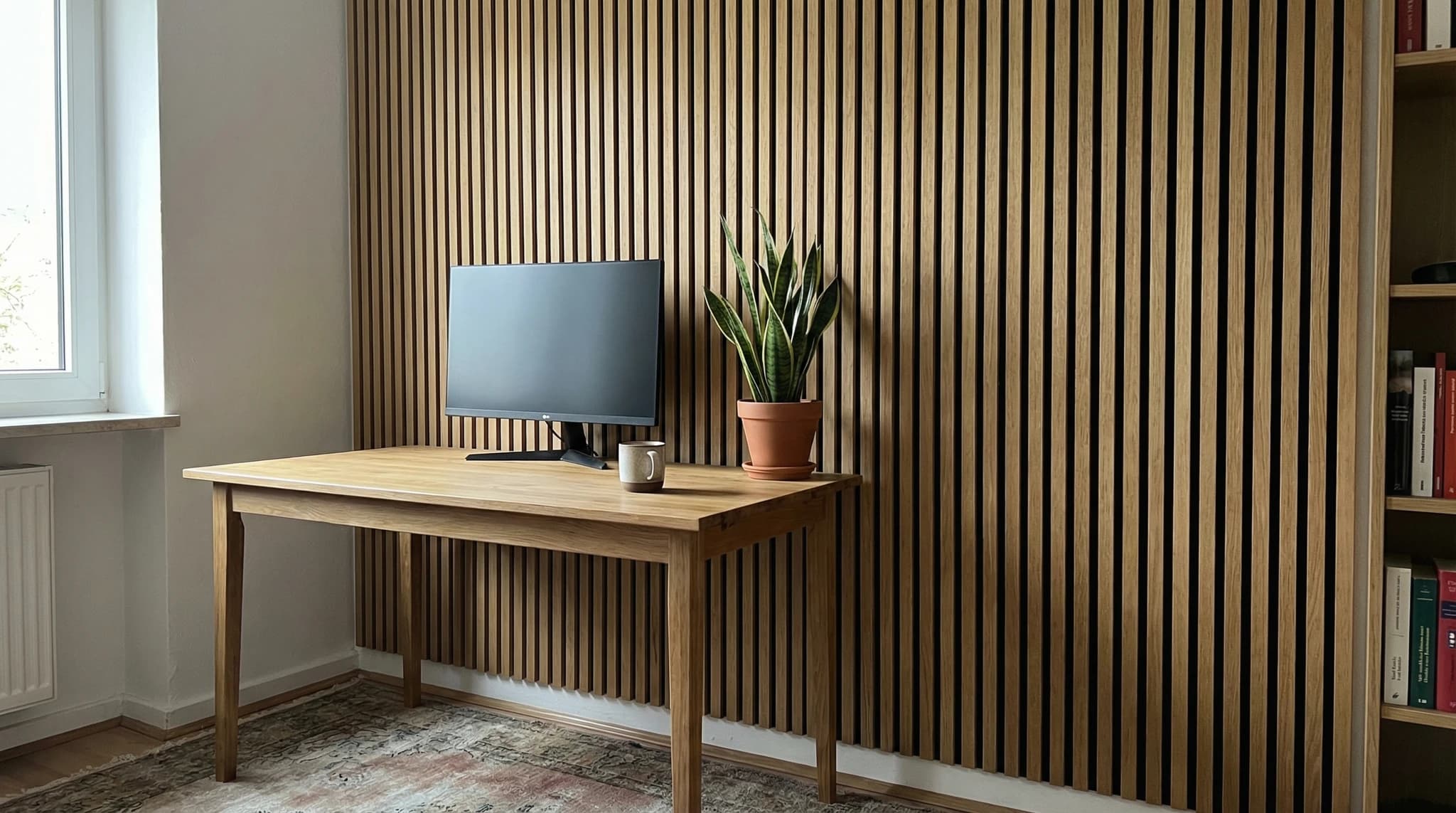 Akustikpaneele aus Holz im Homeoffice