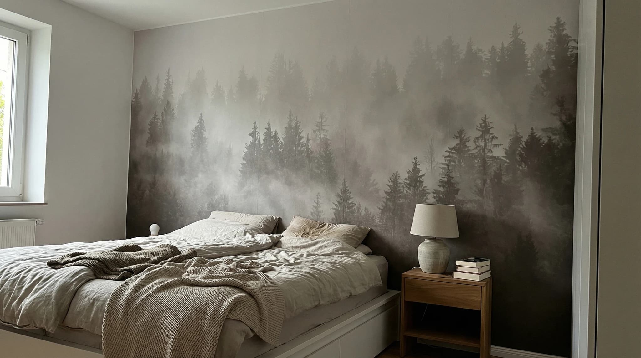 Fototapete mit Waldmotiv im Schlafzimmer